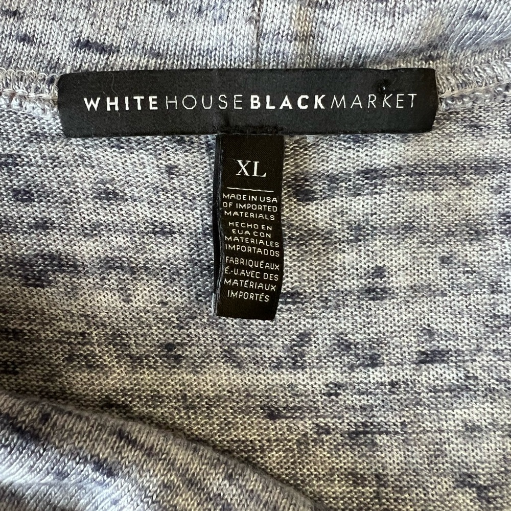 White House Black Market Heathered Blue Sleeveless Cowl Neck Tunic Top Size XL - Picture 4 of 4